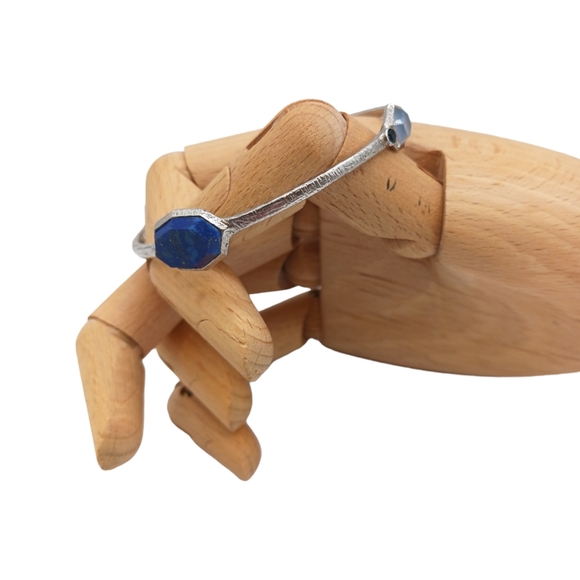 SILPADA Sterling Silver Chalcedony Lapis Blue STARRY NIGHT Bangle Bracelet B3076 - Picture 5 of 6